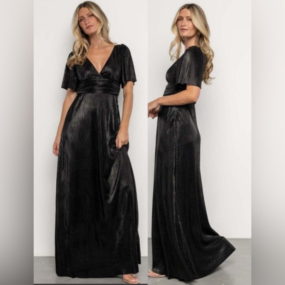 NWT BALTIC BORN Venetian Pleated Gown BLACK SIZE L